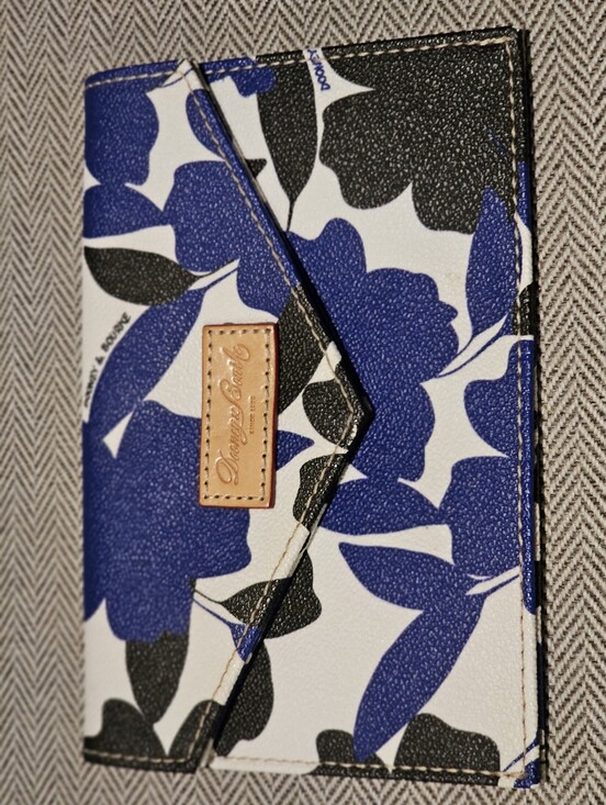 Dooney & Bourke Handbags - Dooney & Bourke blue, white, and bllue & Black Floral Envelope Wallet